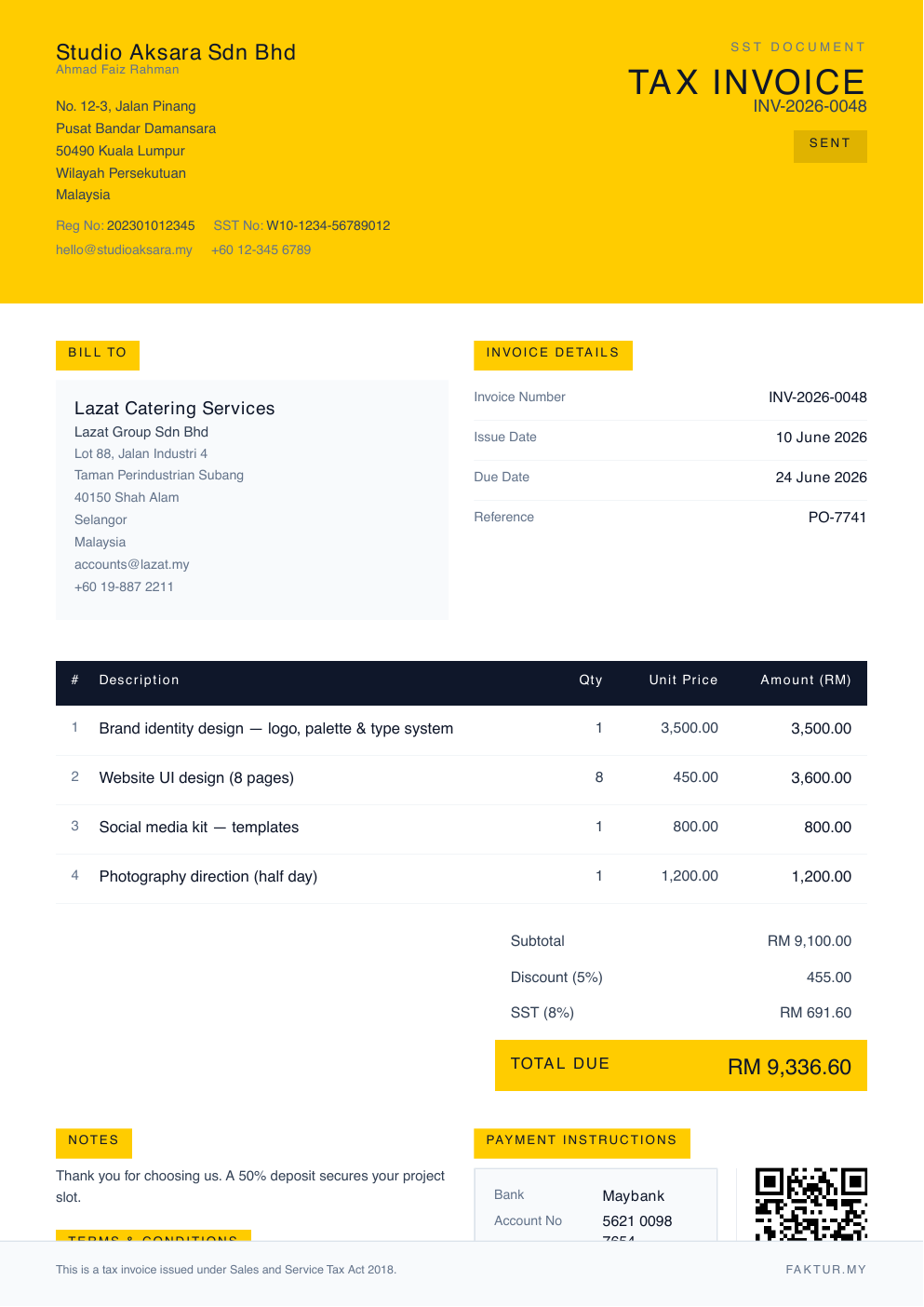 Colour Block invoice template