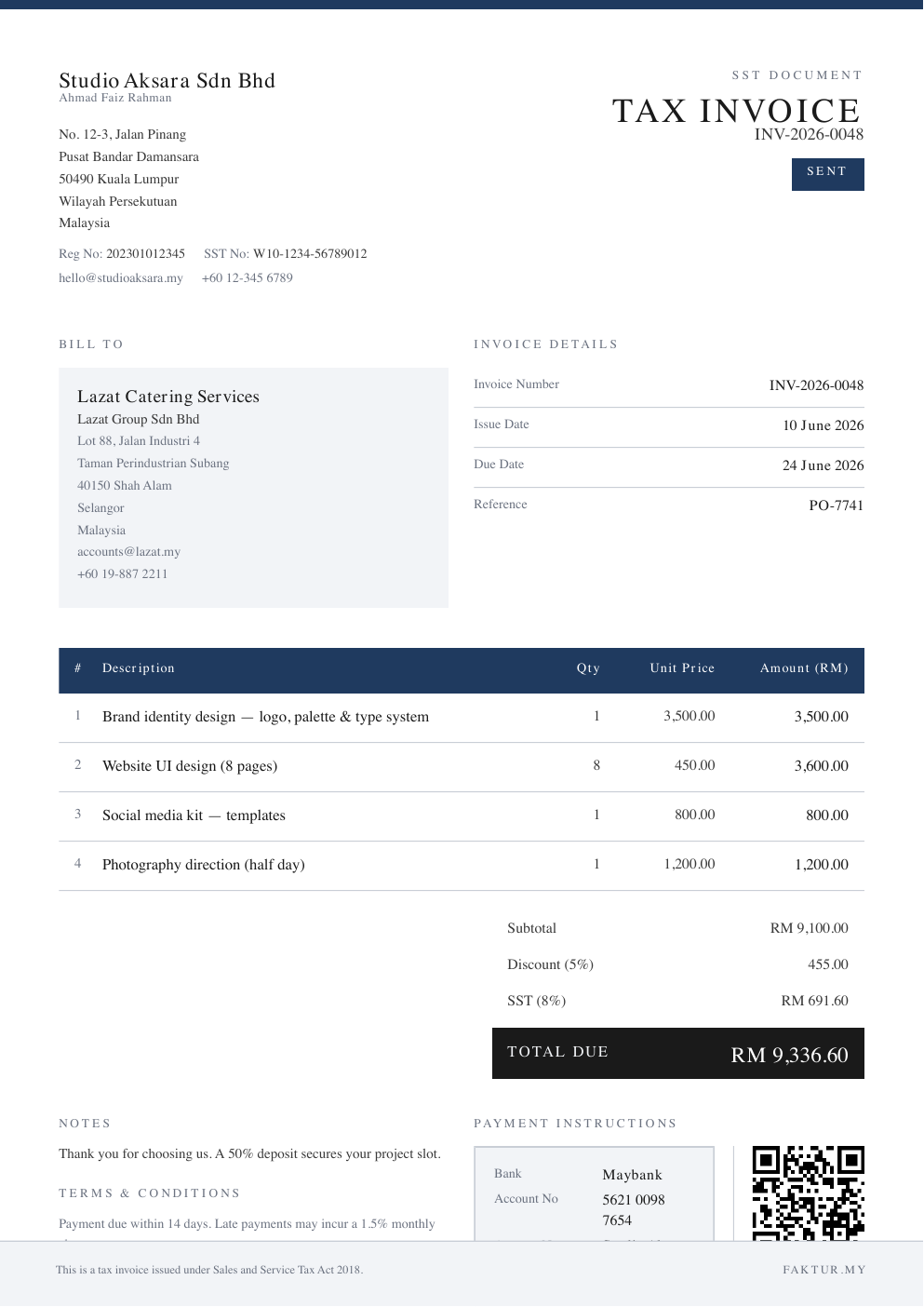 Corporate invoice template
