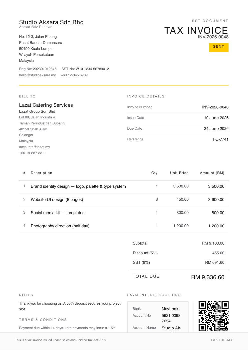 Minimal Line invoice template
